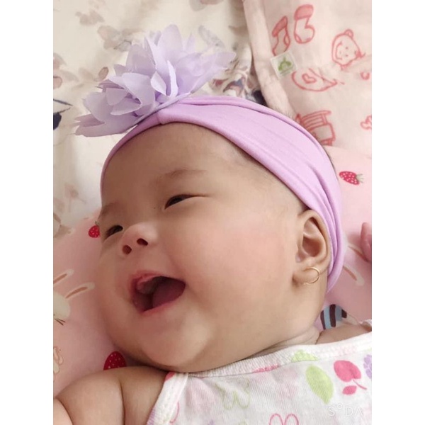 Turban bông hoa cho bé Băng đô bản to bông hoa cho bé gái