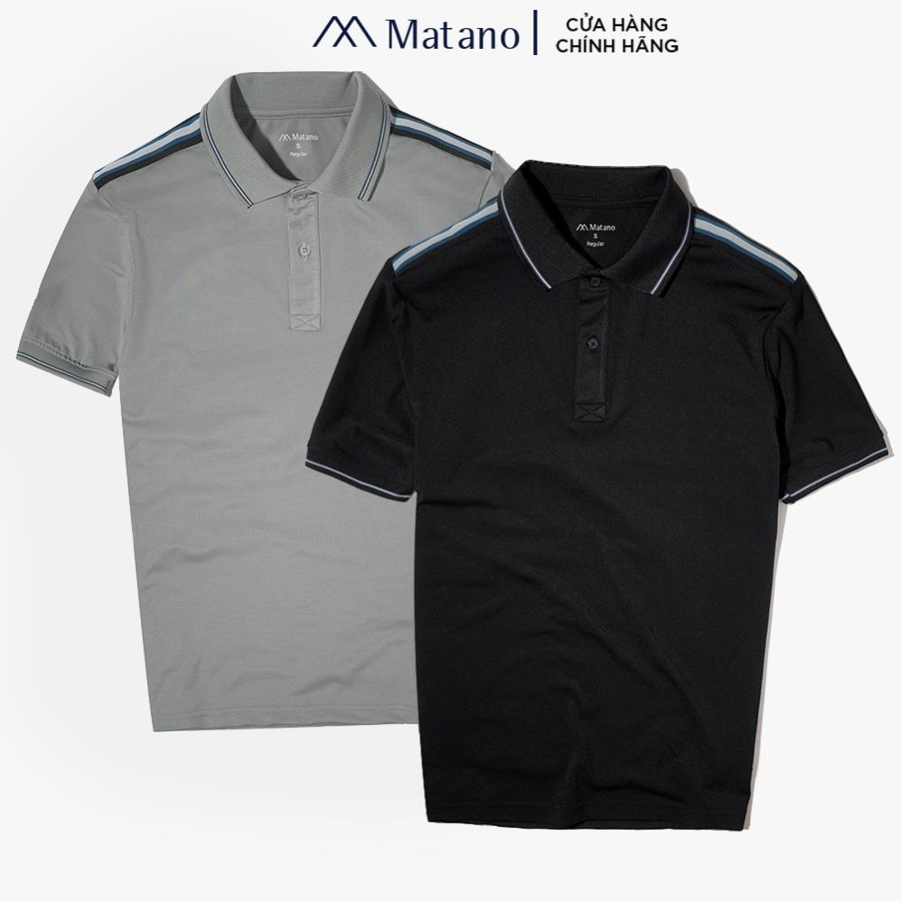 Áo phông polo nam có cổ MATANO PO059 - Áo thun nam cổ trụ bẻ vai phối dây sọc, vải cá sấu coolmax cao cấp, thoáng mát !
