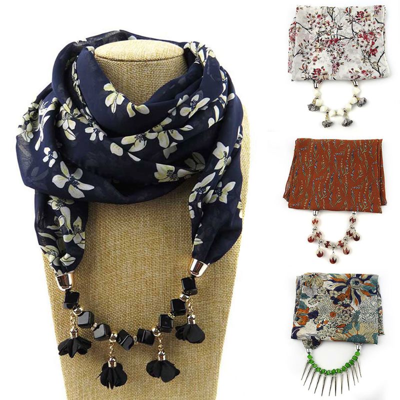 Khăn Quàng Cổ 180x48cm In Họa Tiết Cách Điệu Trang Nhã Dành Cho Nữ