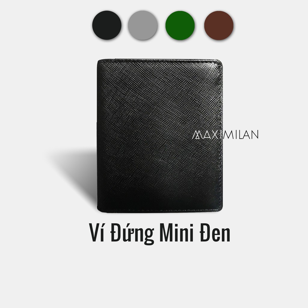 VÍ ĐỨNG MINI ĐEN / XÁM/ NÂU  DA BÒ SAFFIANO THẬT 100%-  - Follow shop giảm 20K