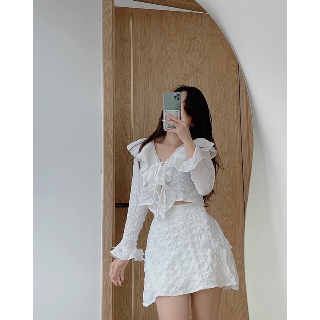 Set Áo Xốp Đan Dây Kèm Chân Váy