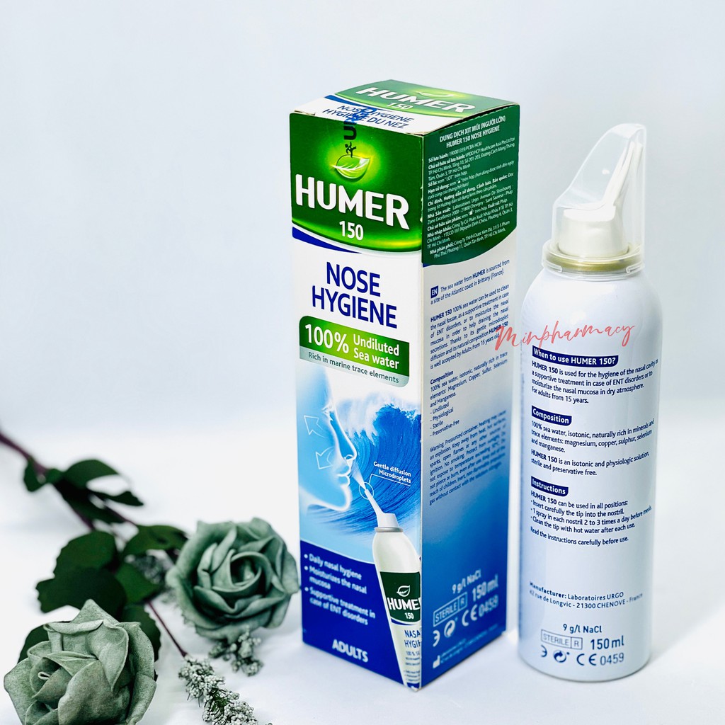 Dung dịch xịt vệ sinh mũi HUMER Hynose Giene giảm nghẹt mũi (150ml) - Minpharmacy