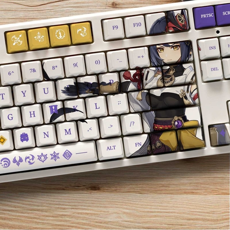 Kujo Sara Keycap Genshin Impact Keycap Hồ sơ OEM PBT Thuốc nhuộm thăng hoa Bàn phím cơ học Keycap Anime Cá nhân hóa Keycap 108 phím