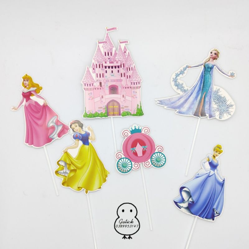 Set cắm giấy công chúa lâu đài trang trí bánh kem, topper cake