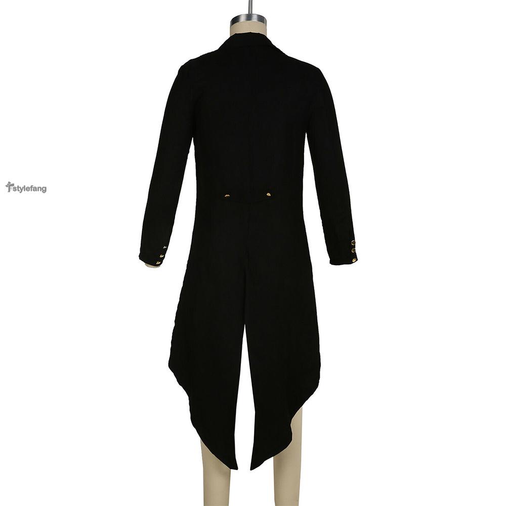 STYLEF-~Men Black Steampunk Retro Victorian Punk Tailcoat Party Costume Long Jacket Coat vintage tuxedo-