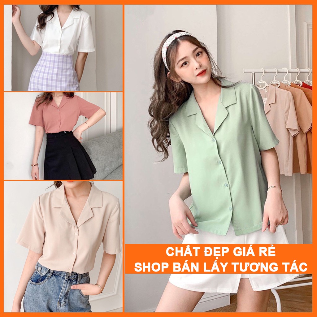 Áo sơ mi nữ cổ vest trơn màu chất đũi MADELA | BigBuy360 - bigbuy360.vn