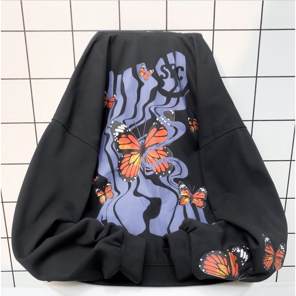 Áo Khoác Nỉ Bông POXI SBC In Bướm Unisex (Ảnh Thật)
