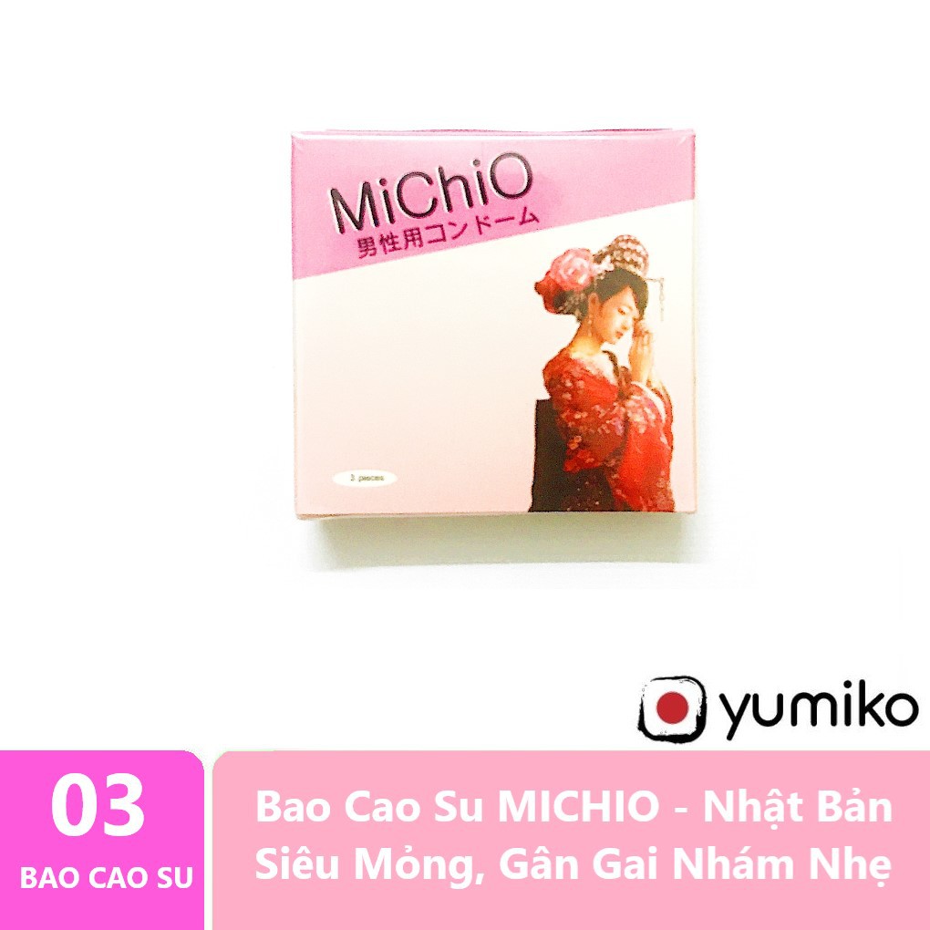 Hộp 3 Bao Cao Su Gân Gai Nhám Nhẹ MICHIO - Nhật Bản