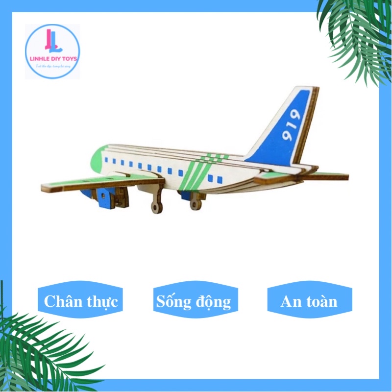 ｛ Miễn phí bọc quà} Bộ đồ chơi lắp ráp mô hình máy bay bằng gỗ với 27 chi tiết