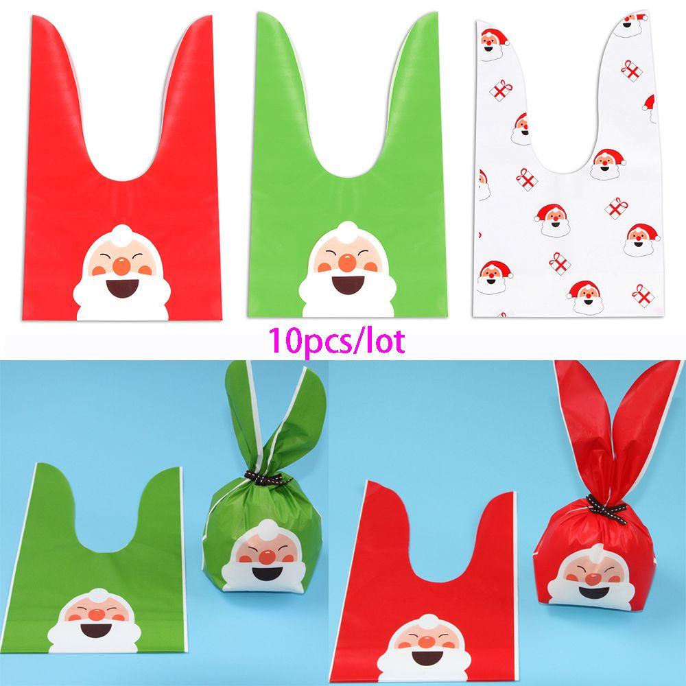 Set 10 Túi Đựng Bánh Kẹo Thủ Công Hình Ông Già Noel