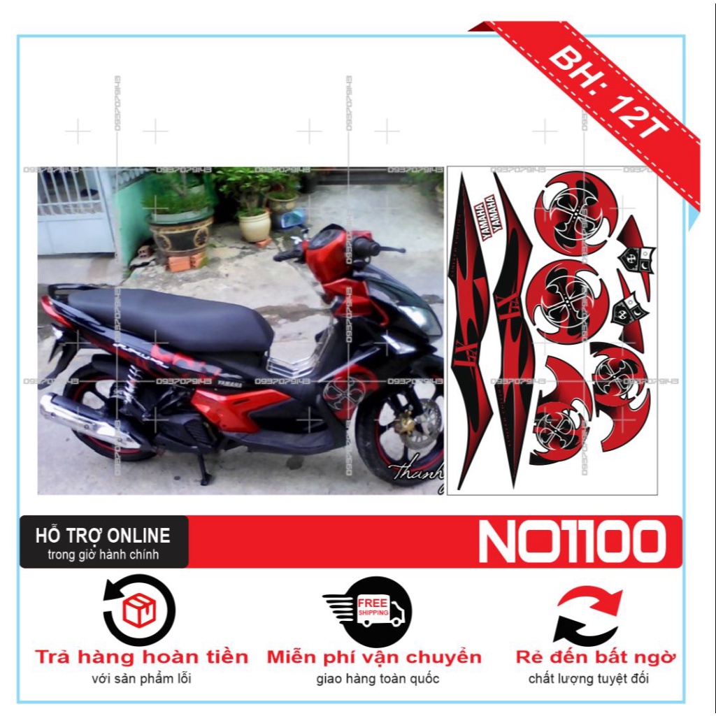 TEM XE NOUVO 4 LX LỐC XOÁY ĐỎ ĐEN -- SHIN DECAL 2