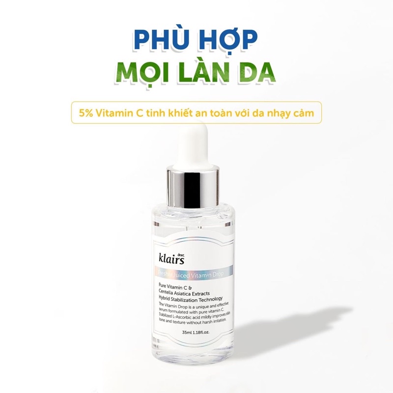 Tinh Chất Vitamin C Trắng Da, Mờ Thâm Dear Klairs Freshly Juiced Vitamin Drop 35ml