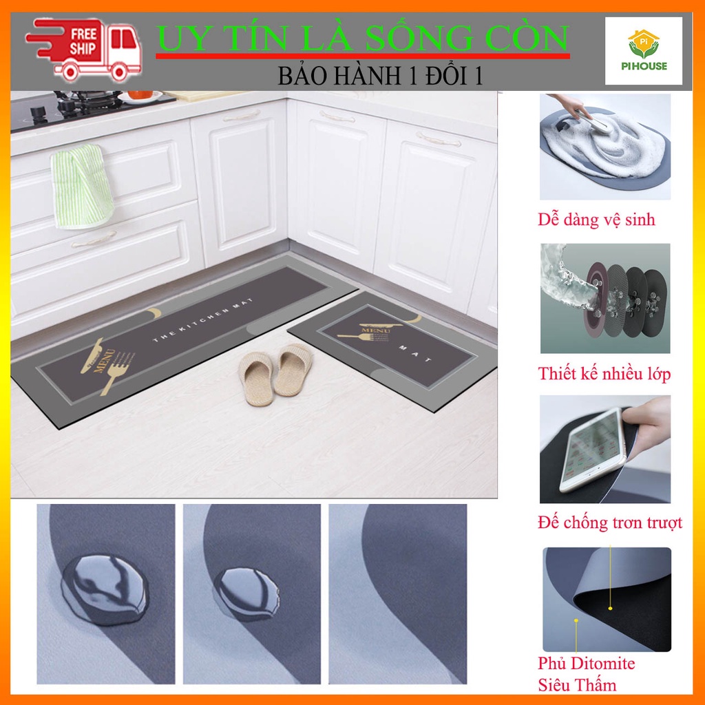 [RẺ VÔ ĐỊCH] Thảm trải sàn cao cấp lau chân nhà bếp, nhà tắm đẹp thấm hút tốt, siêu thấm, chống trượt