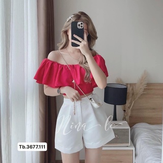 Set bánh bèo hồng trễ vai mix quần short cá tính, áo 2 tầng kèm quần short trắng, mua 1 được 2