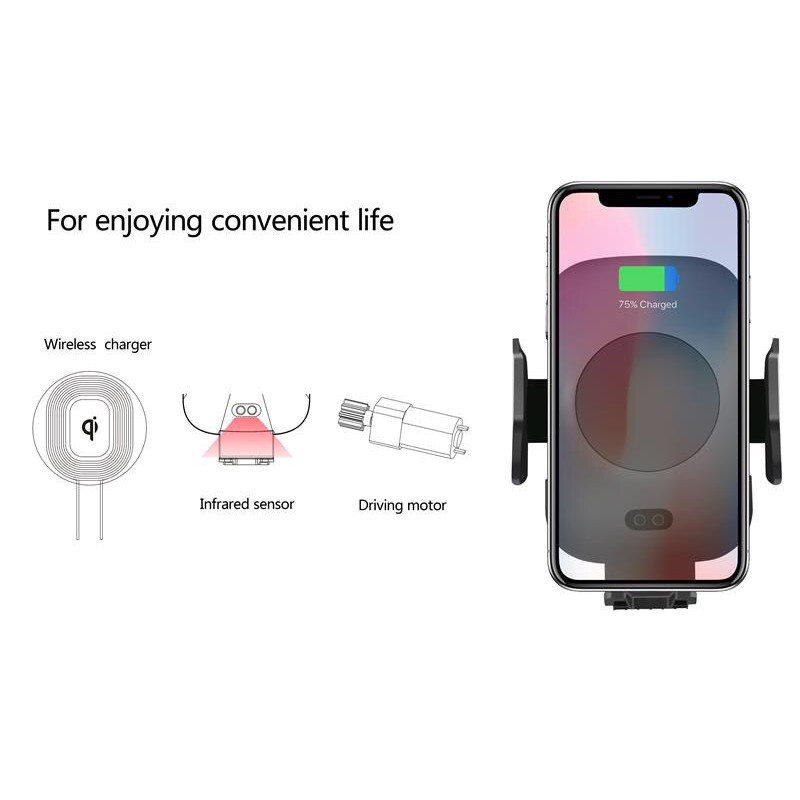 【Ready Stock】 Automatic Infrared Sensor Car Fast QI Wireless Charger For Apple iPhone XS Max XR X 8 Plus Samsung Galaxy Note 9 S9 S8 【tonglian】