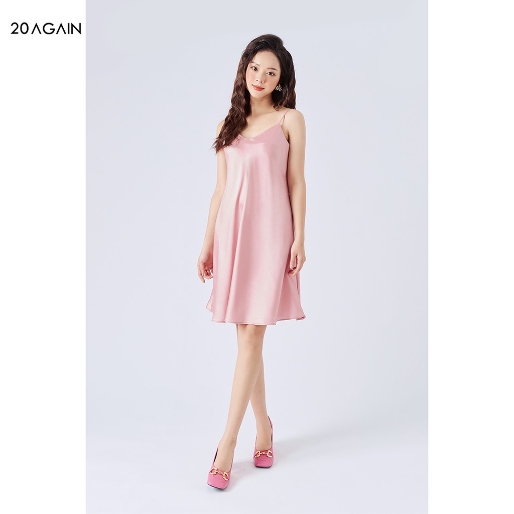 Váy ngủ 2 dây dáng suông 20AGAIN, thiết kế sexy, chất liệu lụa mềm mại thoáng mát, 3 màu đủ size NDA2061