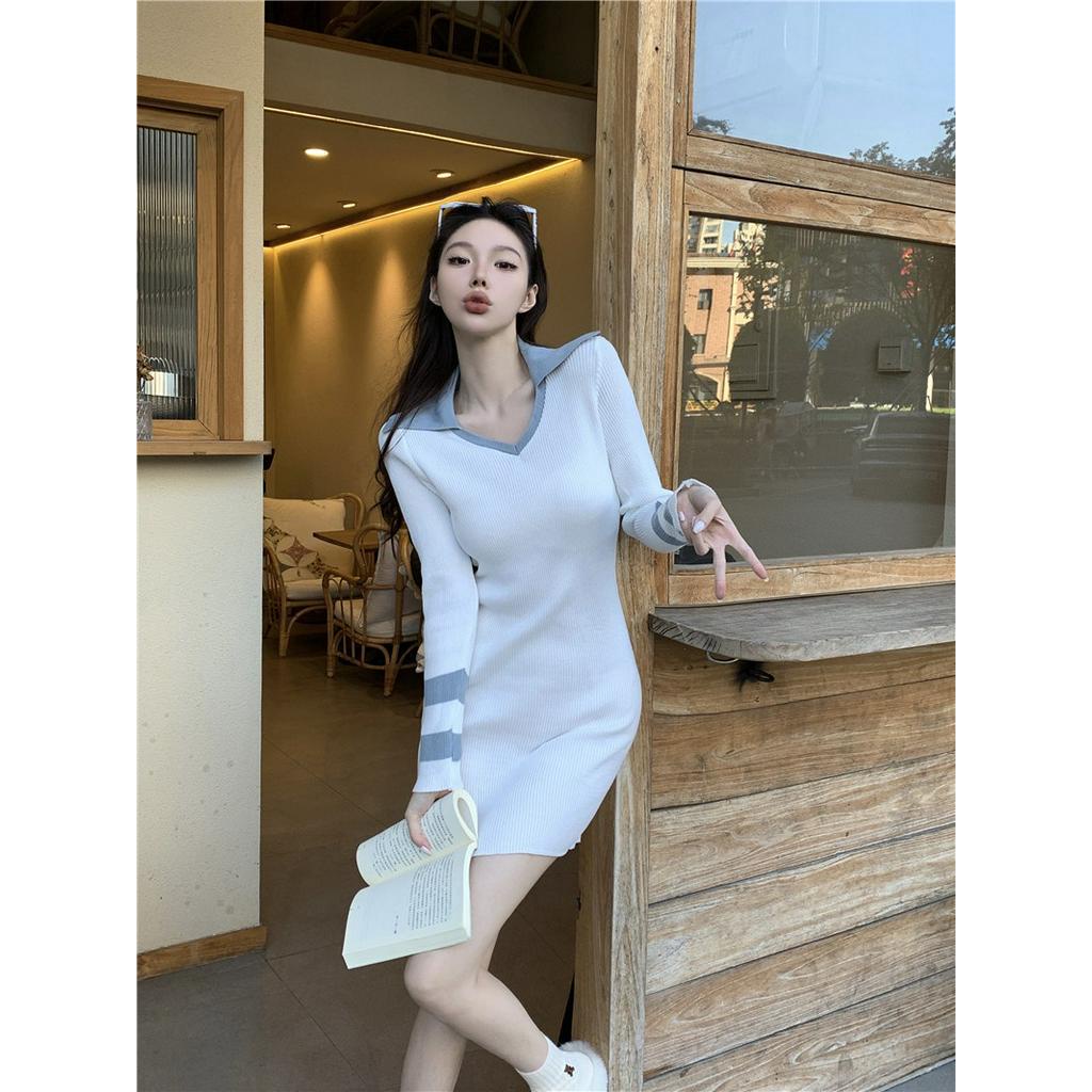 Đầm Nữ Tay Dài Cổ Chữ V Thời Trang Quyến Rũ