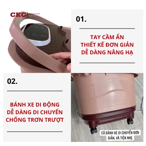 Máy ngâm chân cao cấp ANKAZA mát xa trị liệu tự động bằng con lăn, massage sủi, sục khí