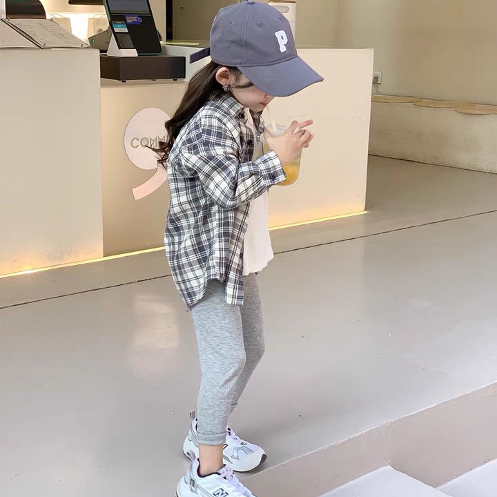 [Hàng Có Sẵn Bán Chạy] Áo Sơ Mi Cotton Tay Dài Kẻ Sọc Thời Trang Xuân Thu Phong Cách Hàn Quốc Dễ Phối Đồ Cho Bé Gái