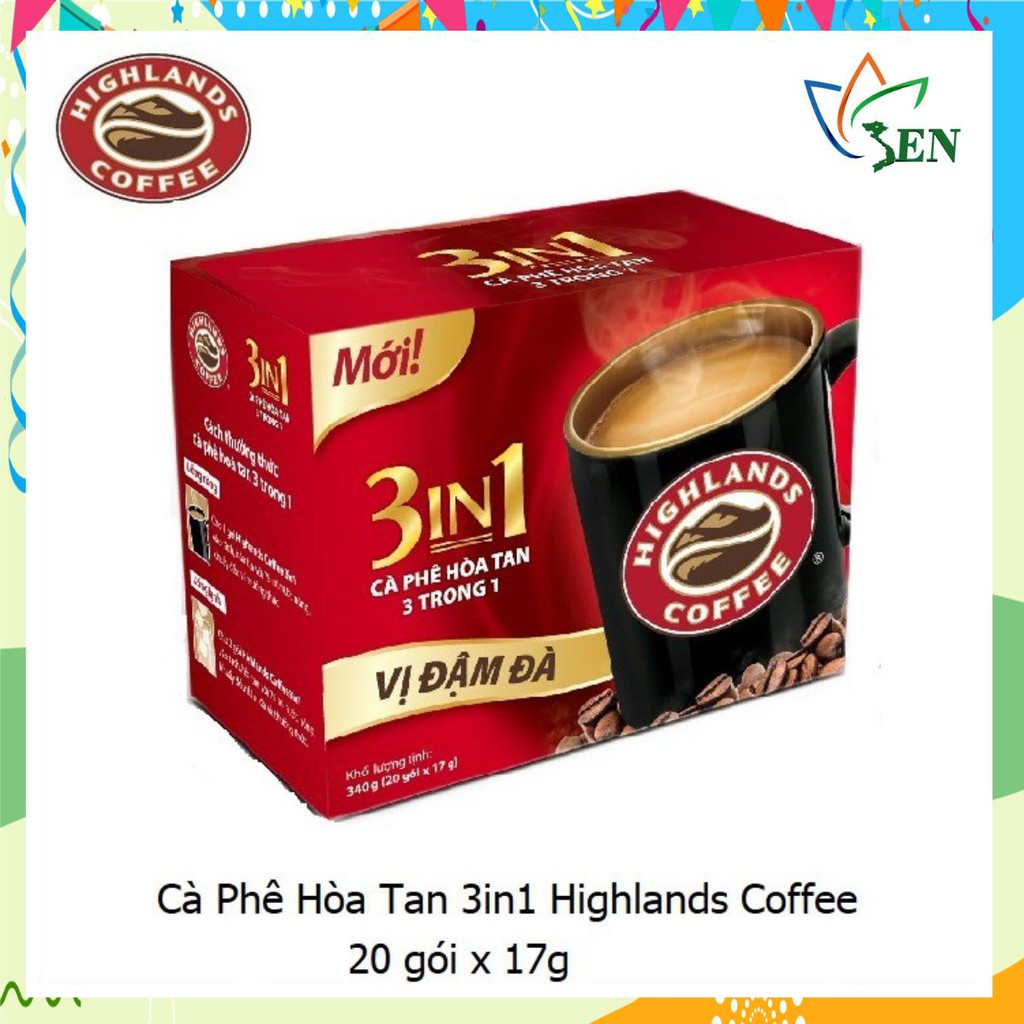 [SenXanh CAFE] Cà phê hòa tan 3in1 Highland Coffee 20 gói - 17g