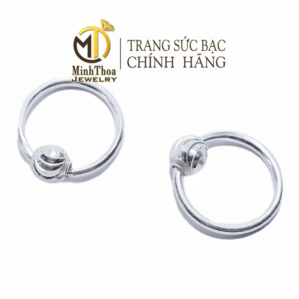 Bông tai bạc bé gái, hoa tai trẻ em bi tròn đơn giản bạc ta nguyên chất Minh Thoa JEWELRY