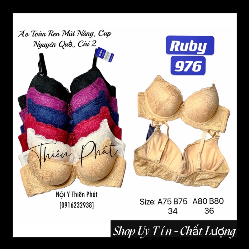🔮 Áo Ruby Ren Hoa Hồng Mút Nâng, 2 móc - 976 (Hàng Cty Việt Nam)