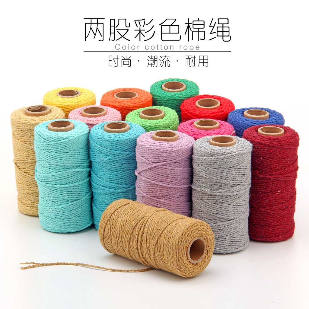 Cuộn Dây Thừng Cotton Màu Đỏ Kích Thước 100m 2mm