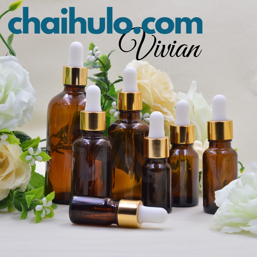 100ML - Lọ Chiết Mỹ Phẩm Lọ Chiết Serum Mini Chai Lọ Thủy Tinh Đựng Tinh Dầu Màu Nâu/Trong suốt Nắp Bóp Đen/Vàng Nhỏ Giọ