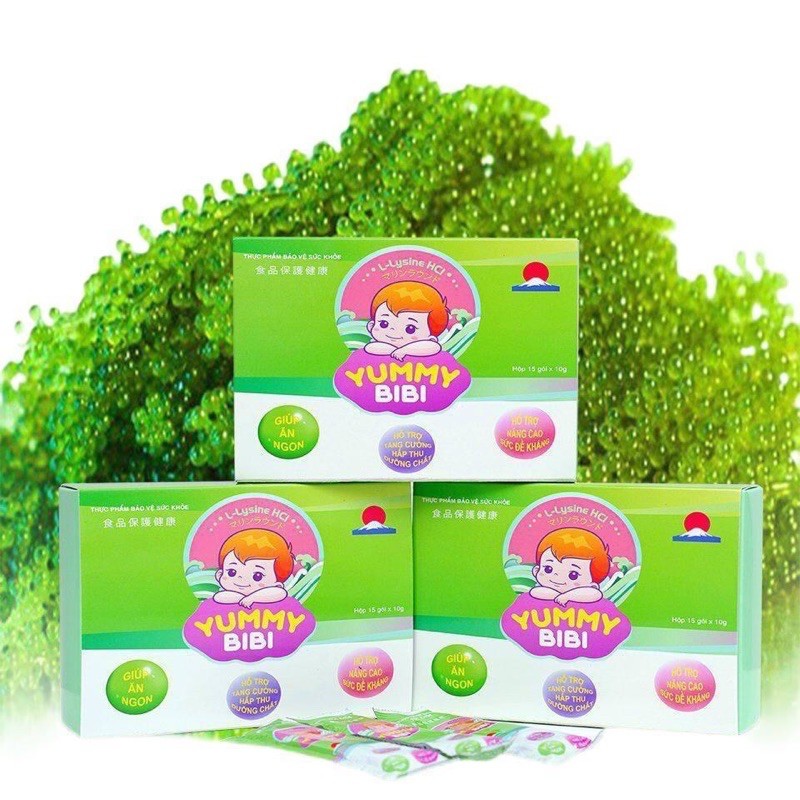 THẠCH RONG NHO YUMMY BIBI GIÚP BÉ ĂN NGON, TĂNG SỨC ĐỀ KHÁNG hộp 15 gói x 10g