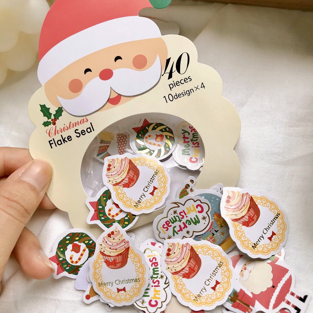 SET 40 STICKER CHRISTMAS FLAKE TRANG TRÍ CHỦ ĐỀ NOEL, GIÁNG SINH