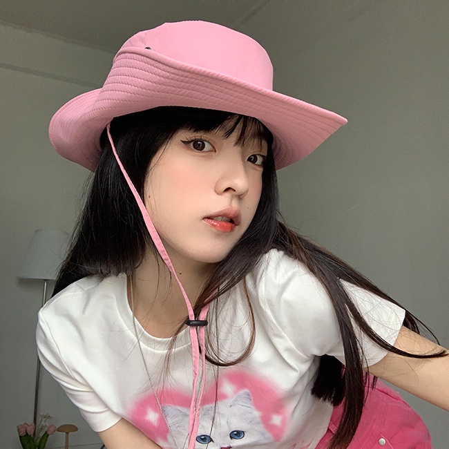 Mũ Cao Bồi Chống Nắng Phối Dây Rút Thời Trang Mùa Hè Dành Cho Nữ