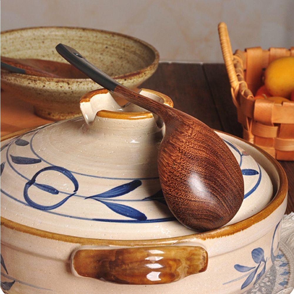 YIYU 1 Muỗng Xới Cơm Tay Cầm Dài Bằng Gỗ Tự Nhiên Chống Dính Thoải Mái Có Thể Tái Sử