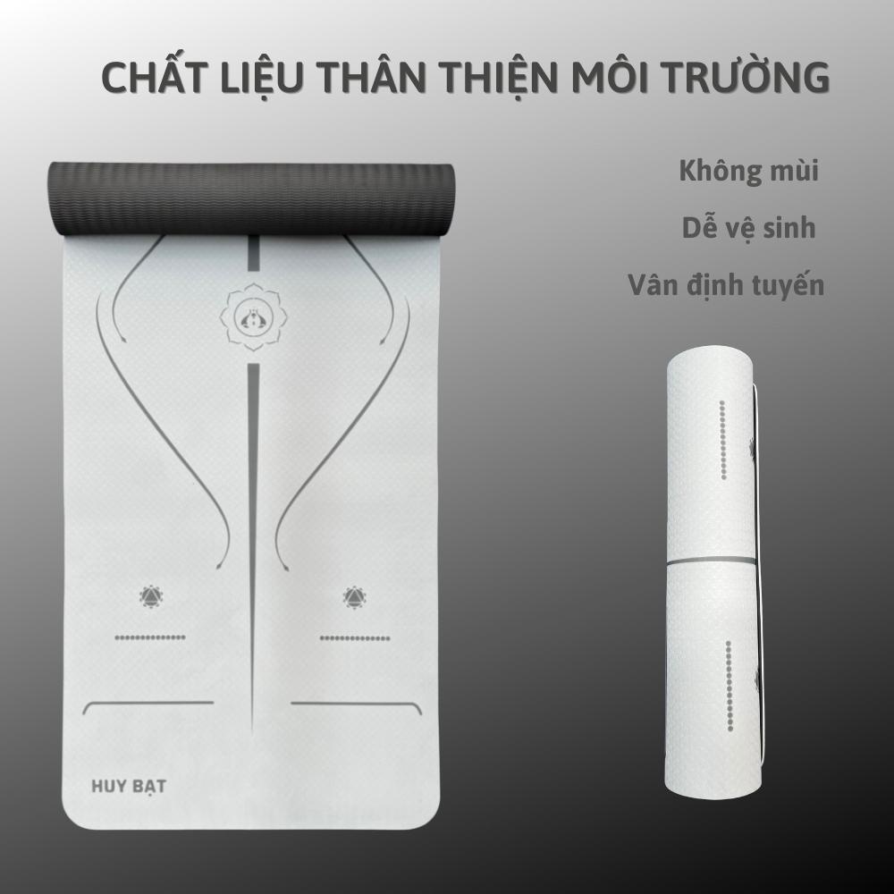 Thảm Yoga Chống Trượt Huy Bạt Rộng 66cm Vân Định Tuyến Chất Liệu Tpe Nhẹ Bám Sàn Giảm Chấn Thương Khi Tập Luyện Yoga