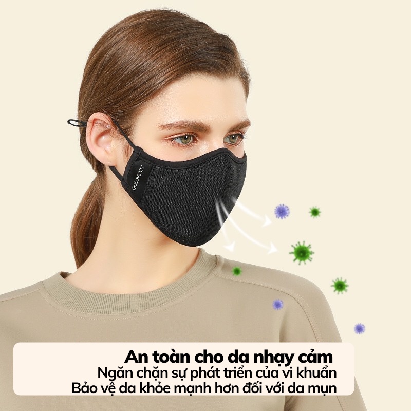 Khẩu trang 3d vải cao cấp kháng khuẩn, chống bụi mịn an toàn cho da nhạy cảm Golovejoy DKZ31