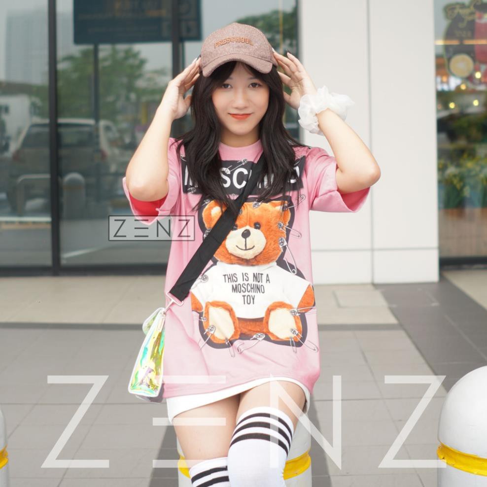 Áo thun 3D tay lỡ unisex form rộng ZENZ, áo phông freesize nam nữ hình con Gấu ༴