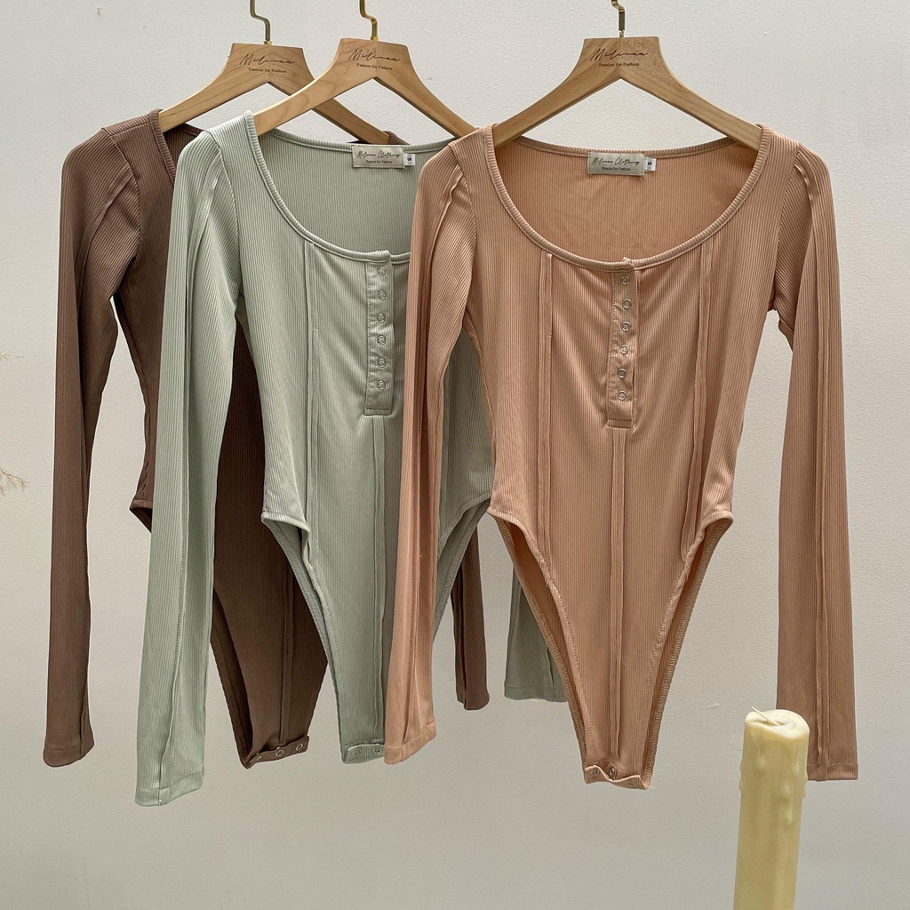 ▦❐▦BODYSUIT THUN GÂN TAY DÀI ĐÍNH CÚC BẤM C2220 | BigBuy360 - bigbuy360.vn