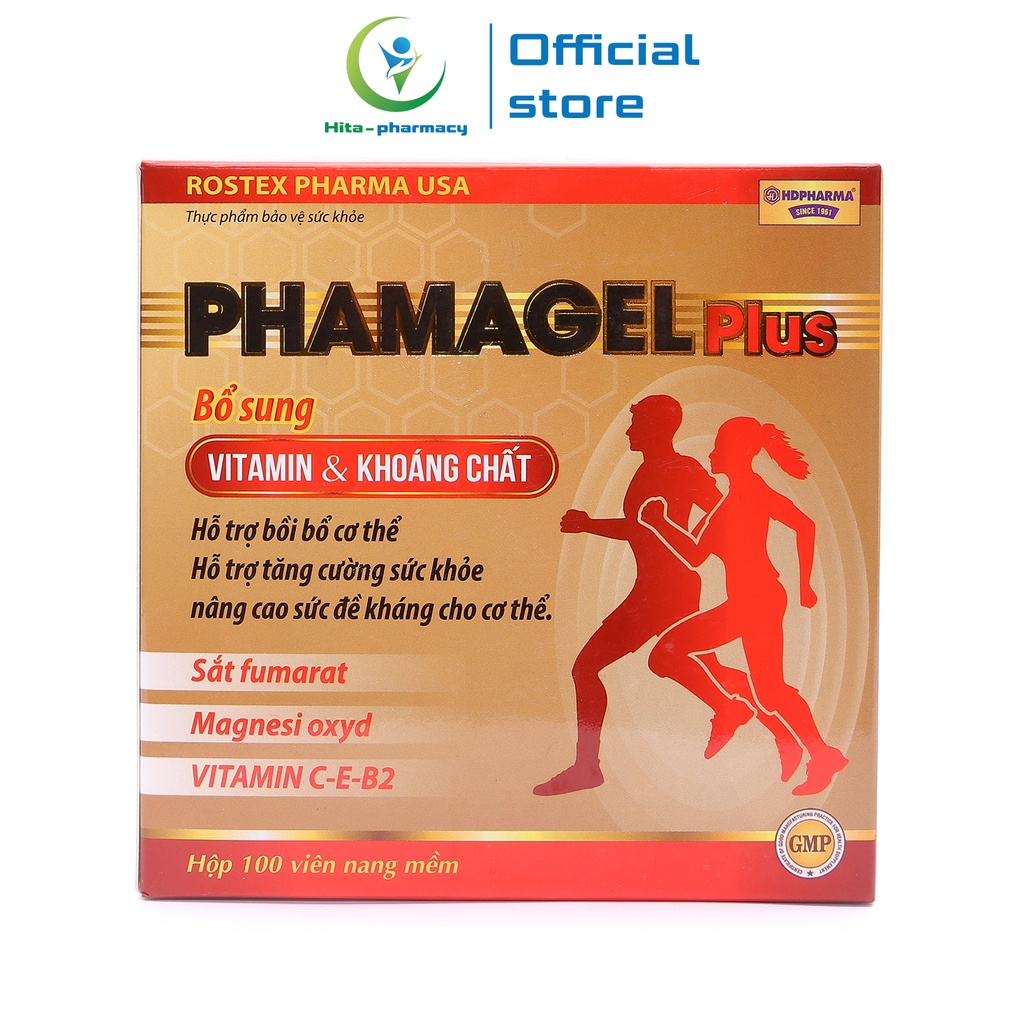 Vitamin tổng hợp và khoáng chất Phamagel Plus ROXTECH tăng cường sức khỏe - 100 viên (Phamagel Plus 100 viên)