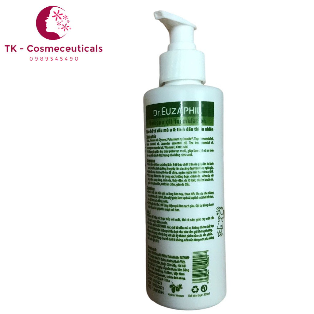 Sữa Tắm Gội Dr EUZAPHIL Tinh Chất Mù U, Sạch Bụi Bẩn, Tế Bào Chết -  300ml
