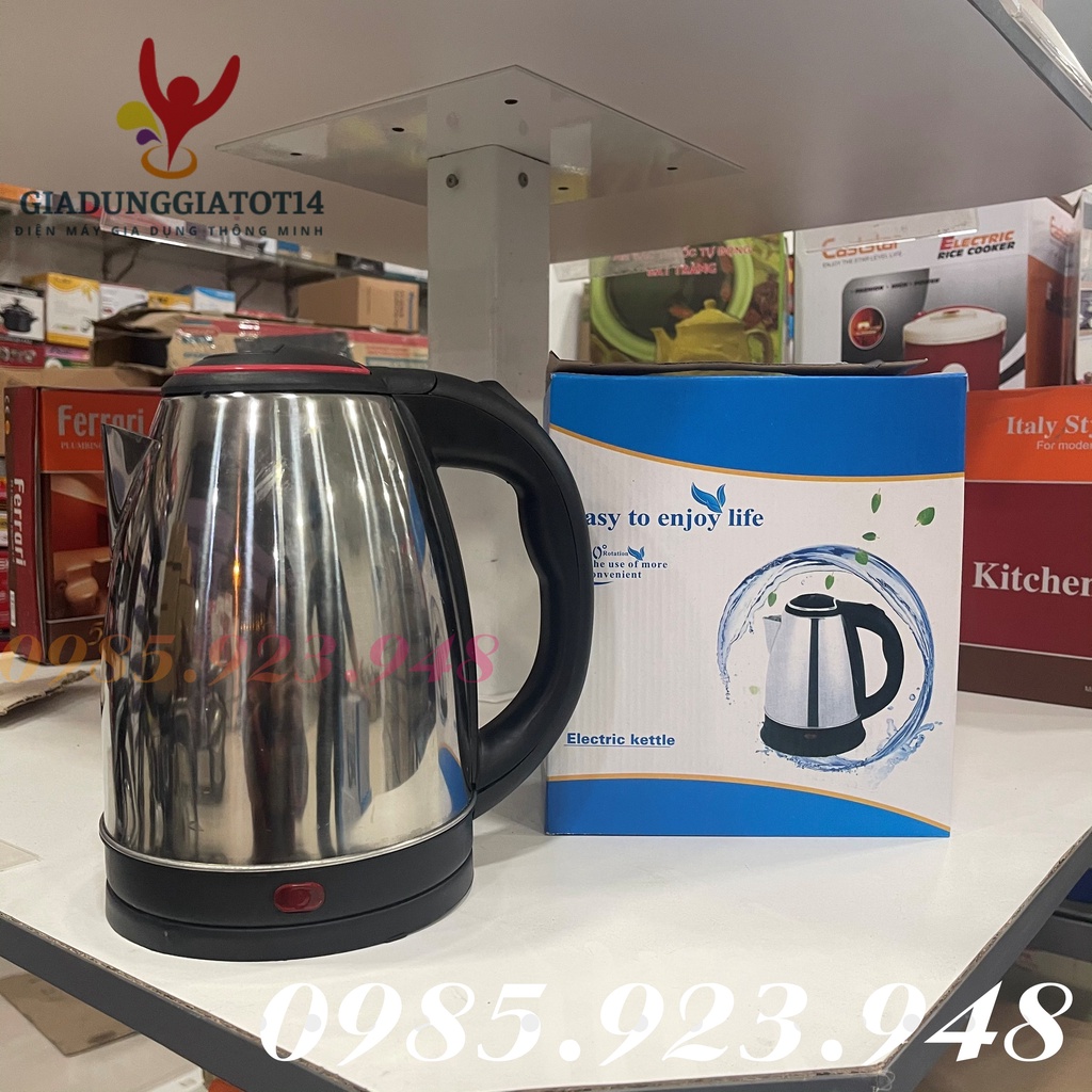 Ấm Siêu Tốc Đun Nước Electric Kettle Dung Tích 1.8 Lít Loại 2 Lớp Màu, Bảo Hành 6 Tháng Lỗi Đổi Mới