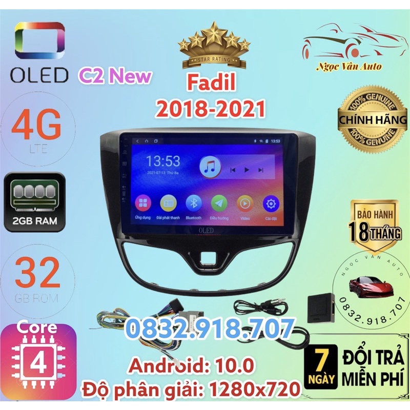 Màn Hình Android OLED C2 Theo Xe Fadil 2018 - 2021, 9 inch và 10 inch kèm dưỡng canbus và jack zin theo xe