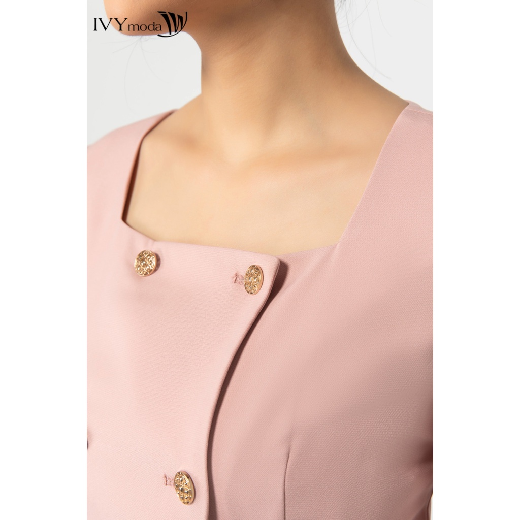 Áo cổ vuông nữ tay dài IVY moda MS 17T0043