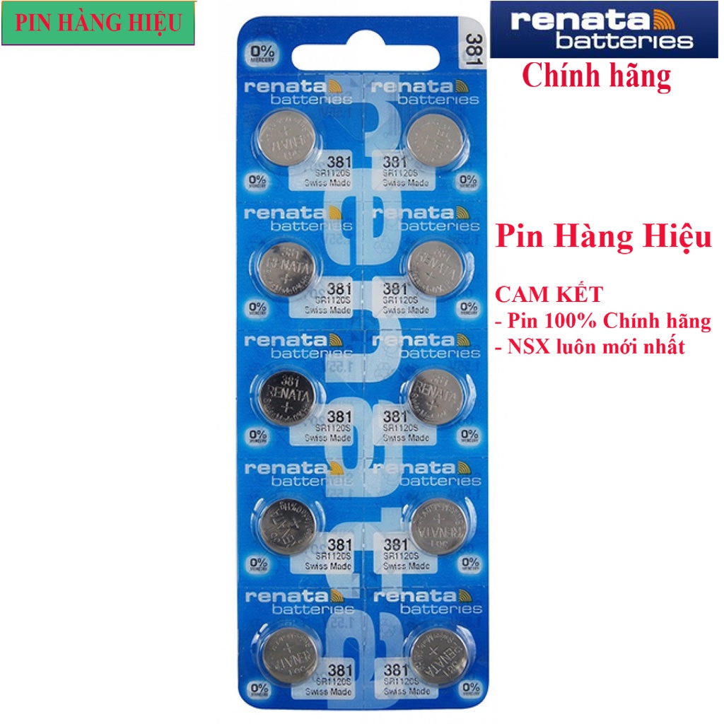 [Nhập khẩu] Pin đồng hồ Thụy Sỹ RENATA 381 / SR1120SW oxit bạc Made in Swiss (Dạng Vỉ 10 Viên)