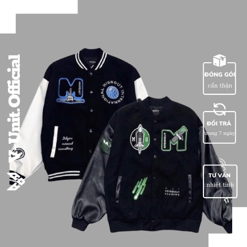 Áo Khoác Bomber Varsity Nỉ Cardigan Form Rộng Unisex Nam Nữ Họa Tiết Máy Bay Phi Thuyền MISSOUT Hot Trend 2021 - Hàng mớ