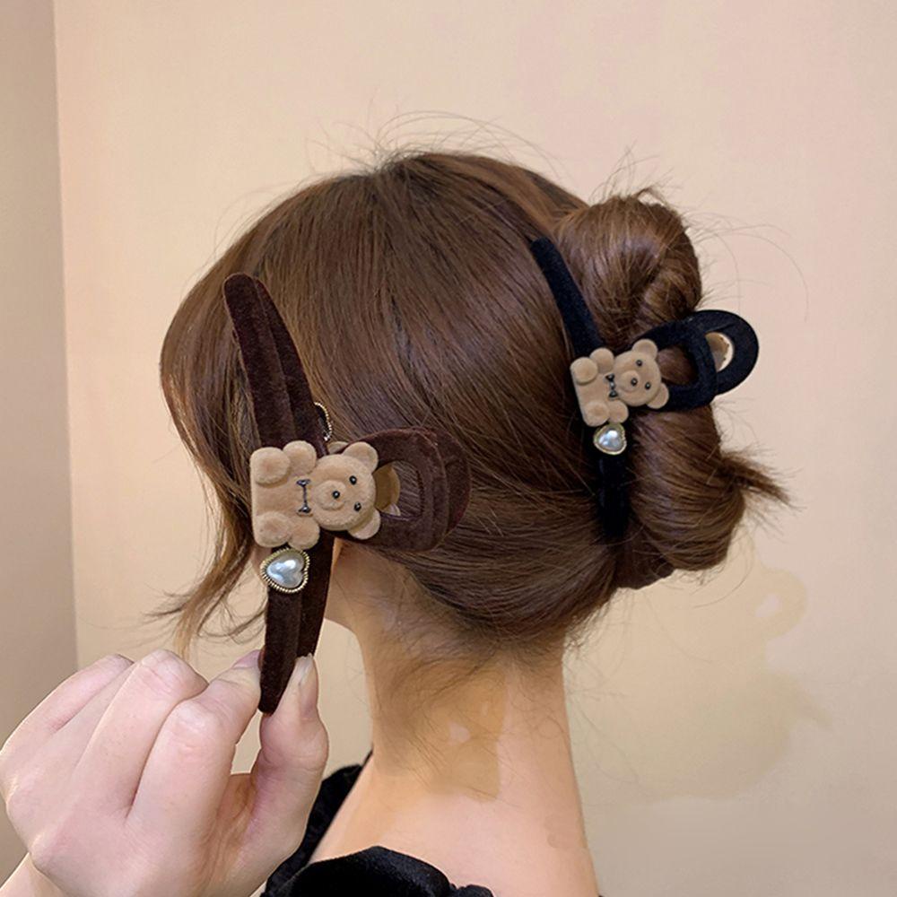 NICKOLAS Kẹp Tóc Hình Cá Mập / Gấu Thiết Kế Đơn Giản Ngọt Ngào Thời Trang Thu Đông