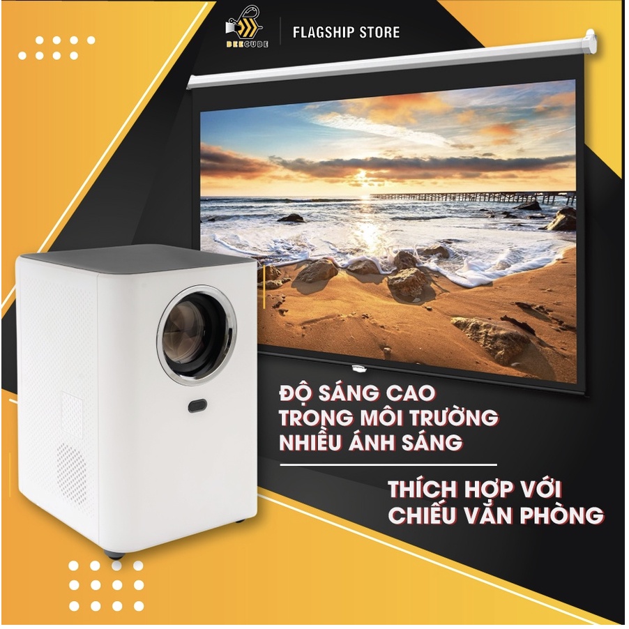 Máy chiếu BeeCube Xtreme - Độ sáng cực lớn, độ phân giải Full HD 1080P - Máy chiếu 4k, chiếu phim sử dụng cho điện thoại