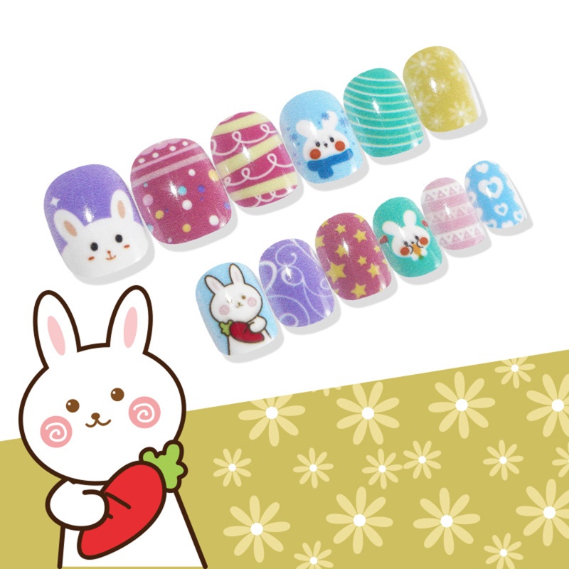 Miếng Dán Trang Trí Móng Tay Hình Thỏ Phục Sinh Dễ Thương