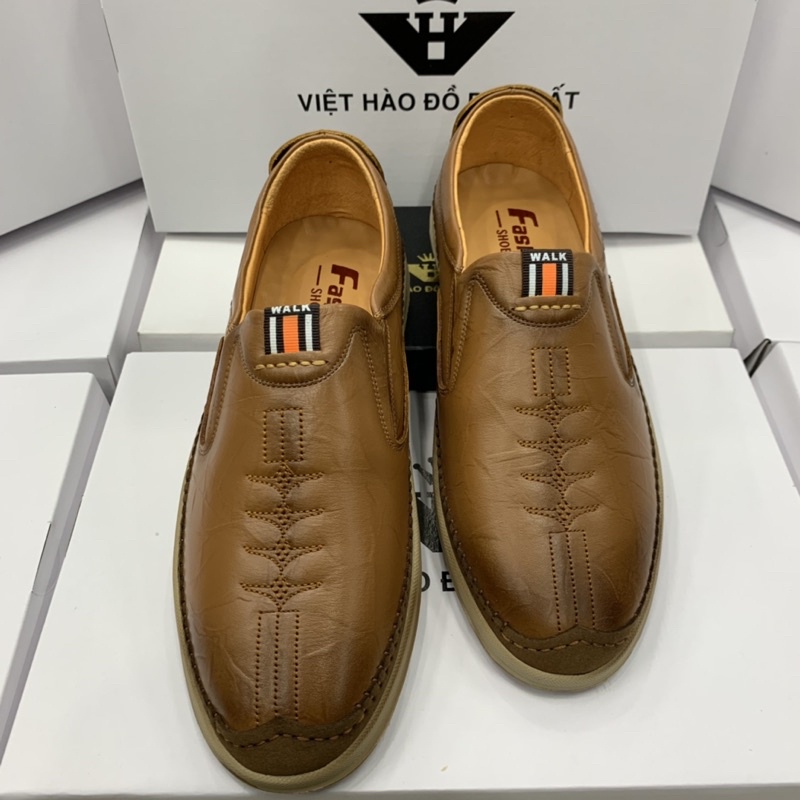 Giày Lười Nam Phong Cách Hàn Quốc Màu Nâu Vàng Chất Da Bò Thật 100% Đóng Tại Xưởng giaydepnguyenduoc Bảo Hành 2 Năm