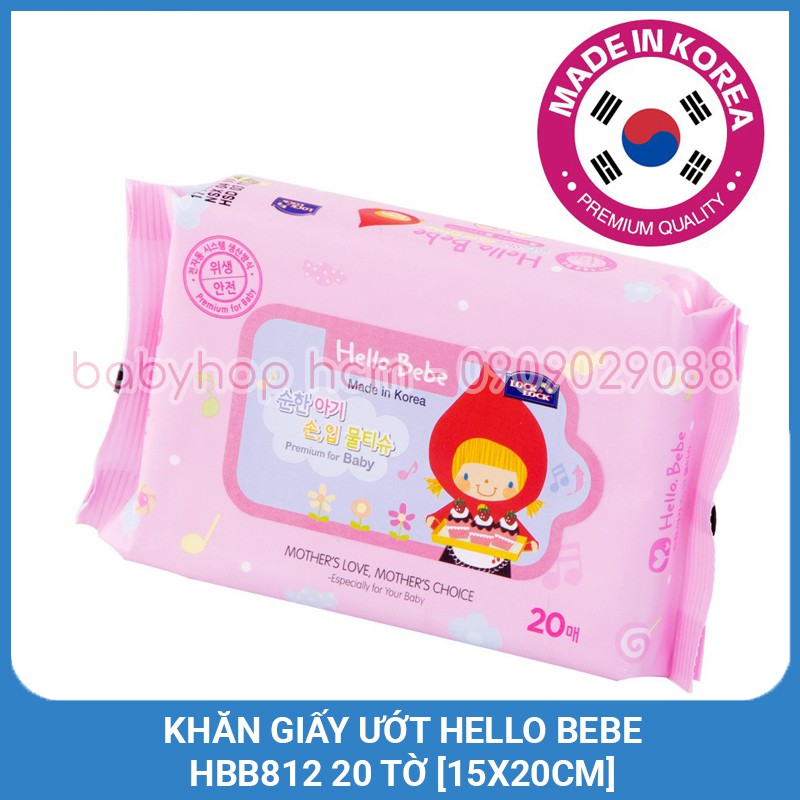 Khăn Giấy Ướt Lock&amp;Lock Hello Bebe HBB812 20 tờ HBB809 80 tờ [15x20CM]