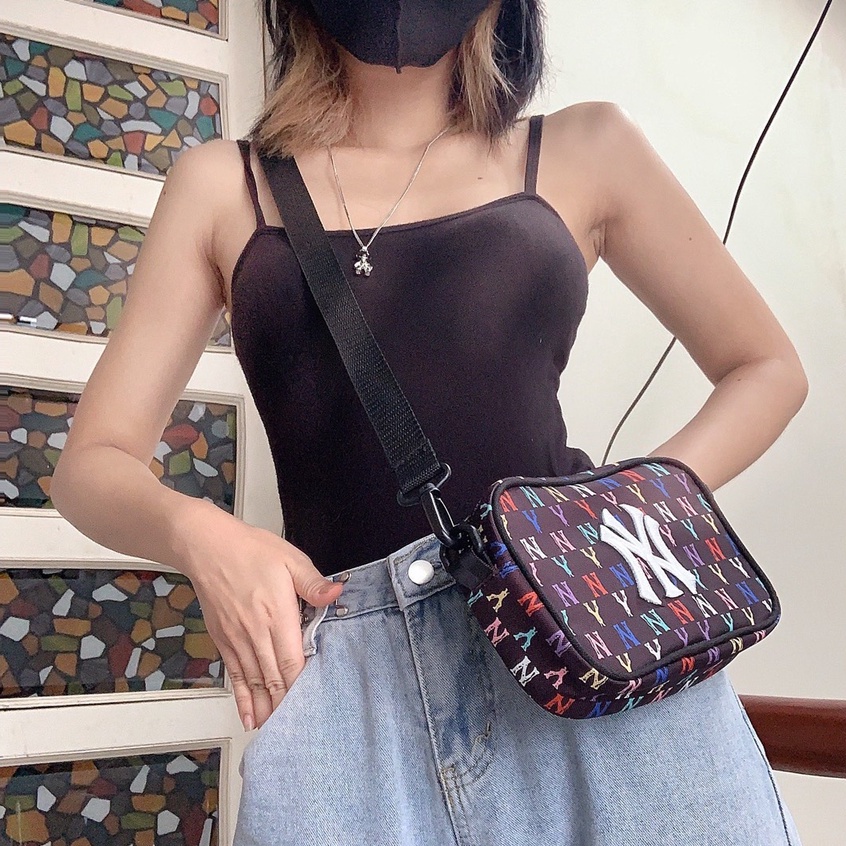 [ NGHIỆN TÚI GIÁ GỐC Kèm Video SP ] Túi đeo chéo NY Mini Monogram Rainbow Bag Black | HÀNG XUẤT DƯ XỊN 100%