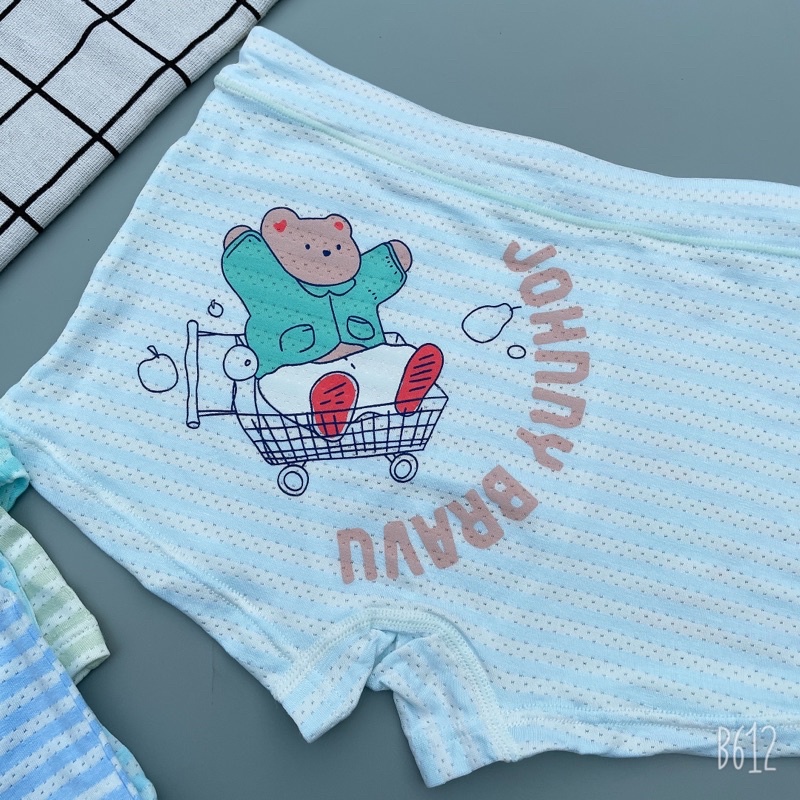 10 quần lót đùi bé trai ,quần sịp đùi bé trai vải cotton thông hơi hình voi ,gấu